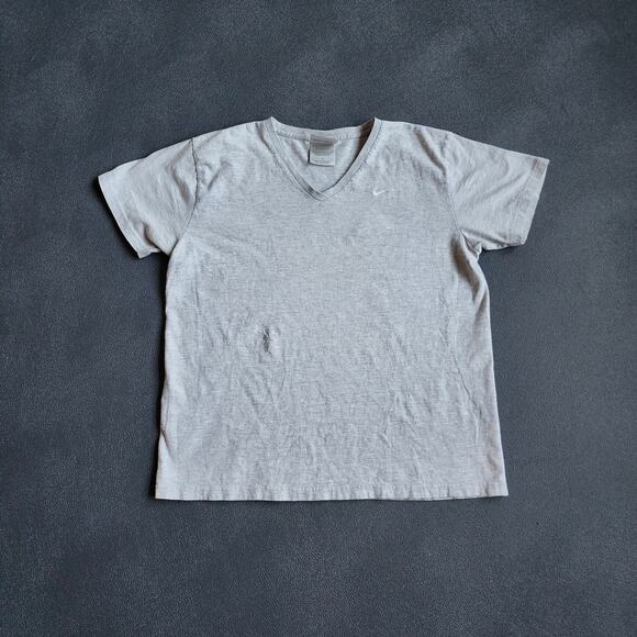 Y2K Nike Silvertab Grey V Neck Women T Shirt Large - Picture 1 of 6
